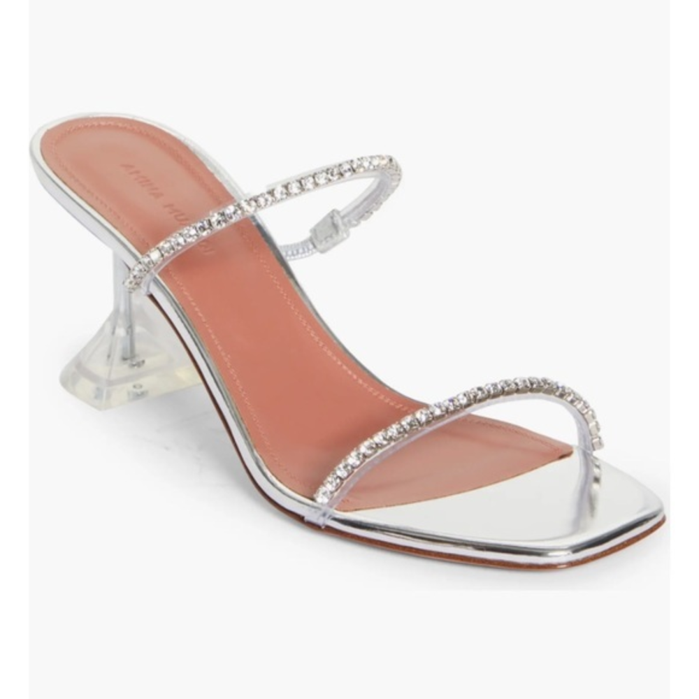 Amina Muaddi‎ Gilda Crystal glass sandal size 38EU